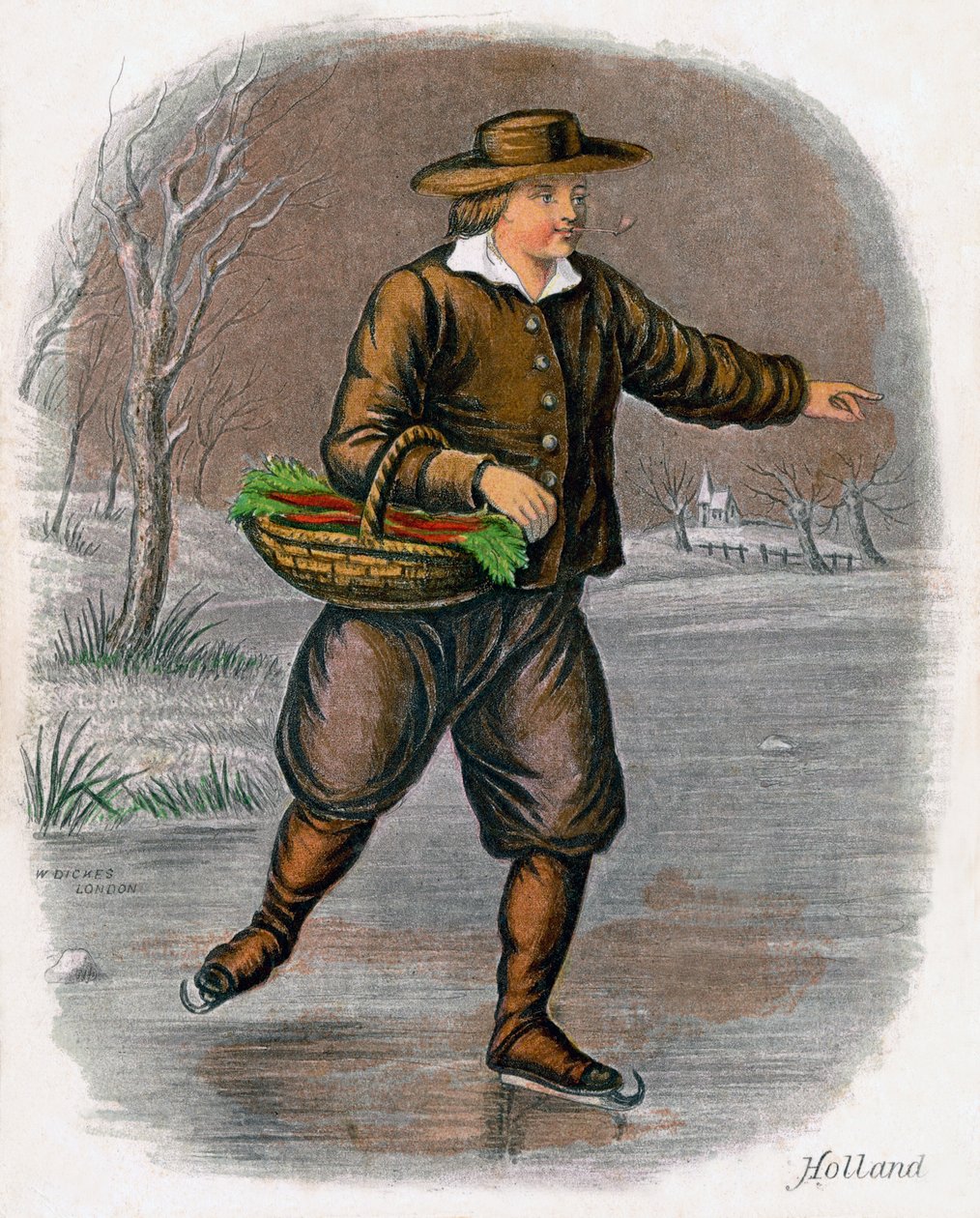 Holender na łyżwach z koszem warzyw, 1809 r. autorstwa W. Dickes