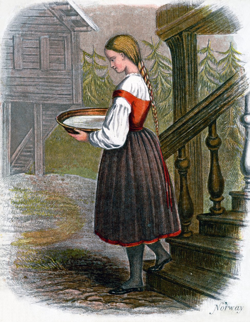 Norweska dziewczyna na farmie, 1809. autorstwa W. Dickes