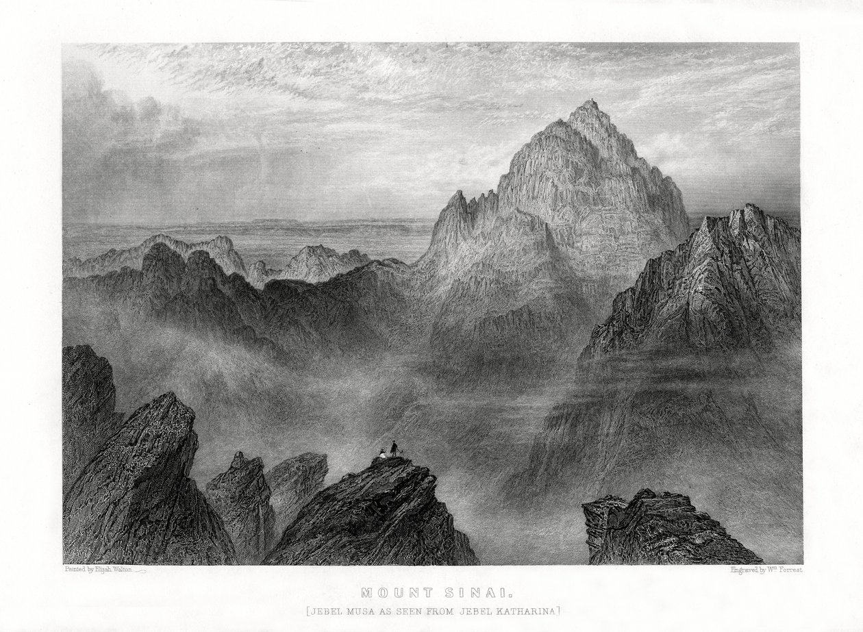 Góra Synaj: Jebel Musa widziana z Jebel Katharina, 1887. autorstwa W. Forrest