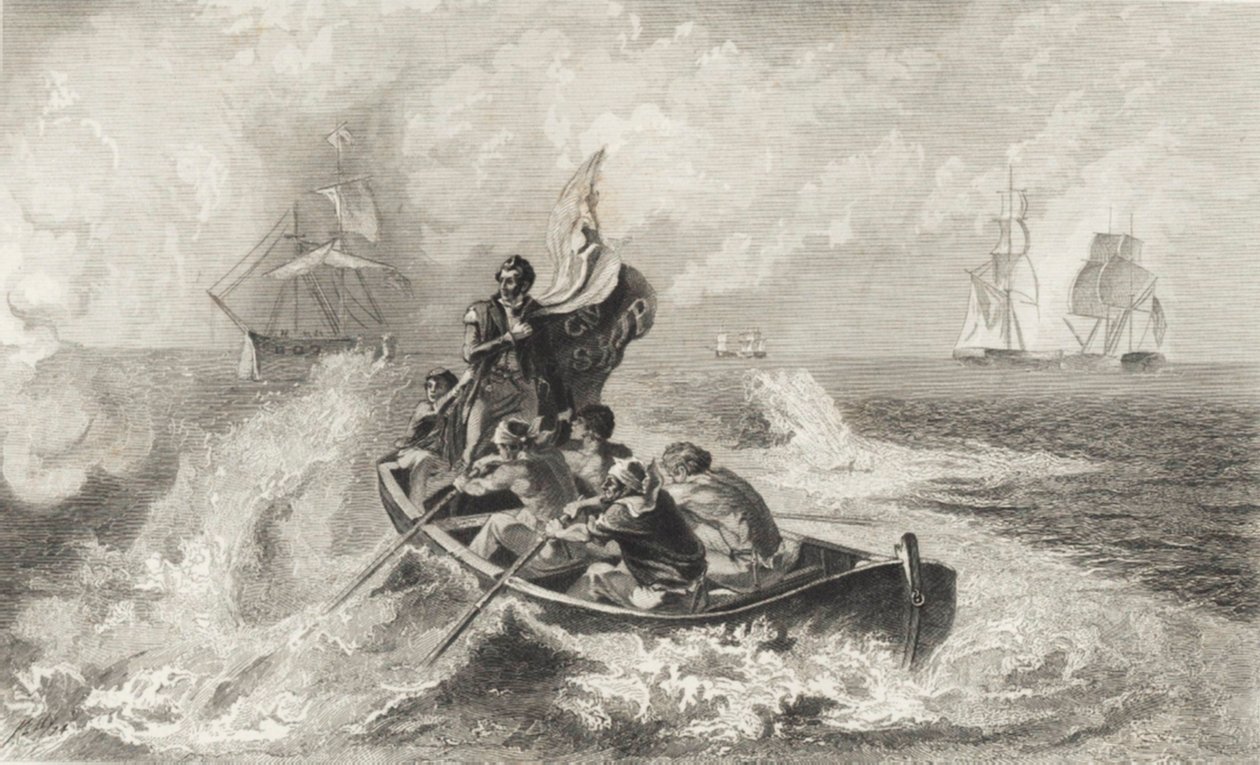 Bitwa nad jeziorem Erie (lito) autorstwa John Ward Dunsmore