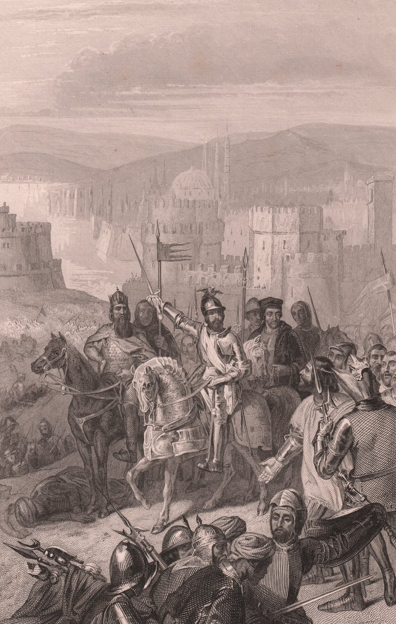 Marszałek de Boucicault zmusza sułtana Bajezyda do zaprzestania oblężenia Konstantynopola autorstwa John Ward Dunsmore