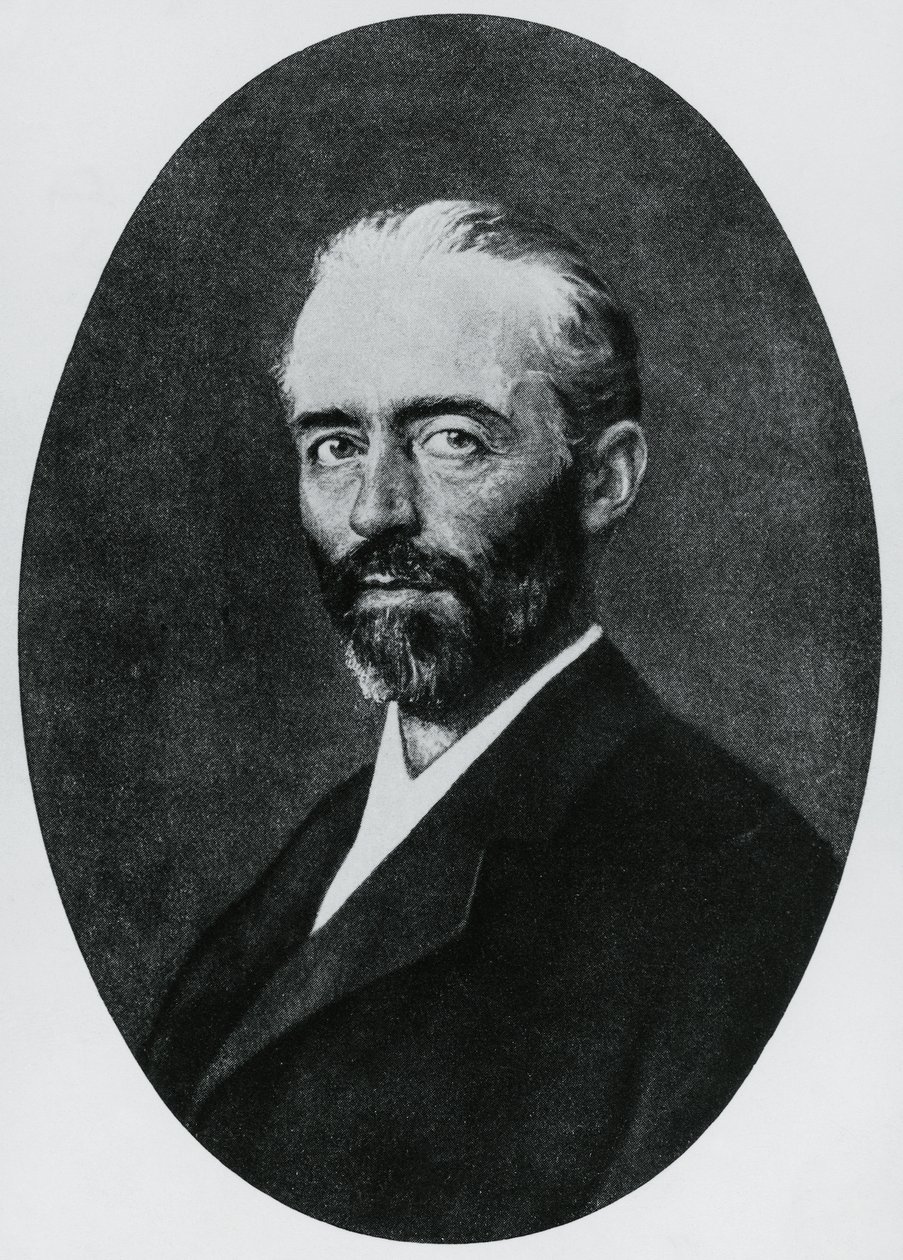 Portret Emila Theodora Kochera (1841-1917), szwajcarskiego lekarza, laureata Nagrody Nobla w dziedzinie medycyny w 1909 r., rycina autorstwa John Ward Dunsmore