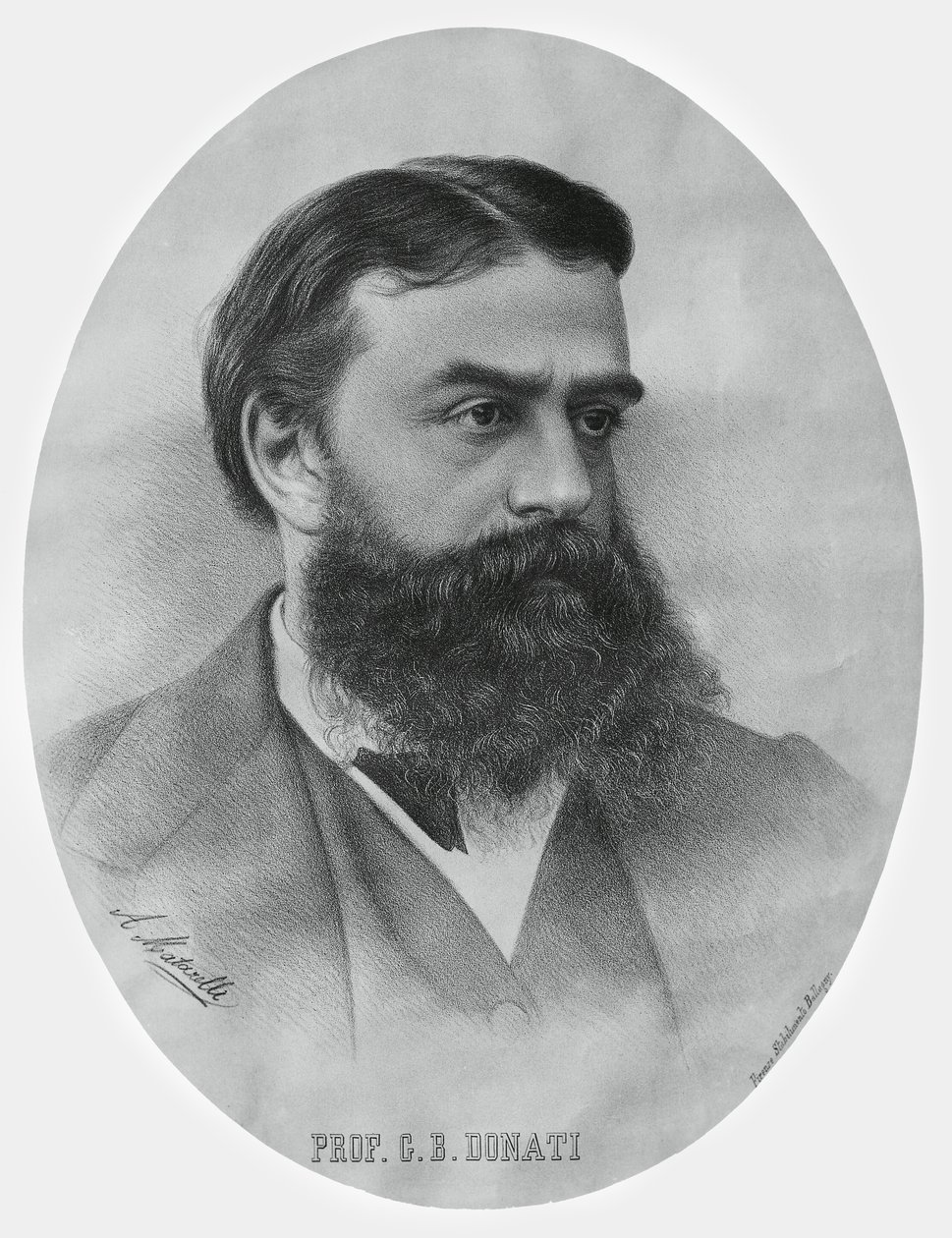Portret Giovanniego Battisty Donati (1826-1873), włoskiego matematyka i astronoma, rycina autorstwa John Ward Dunsmore