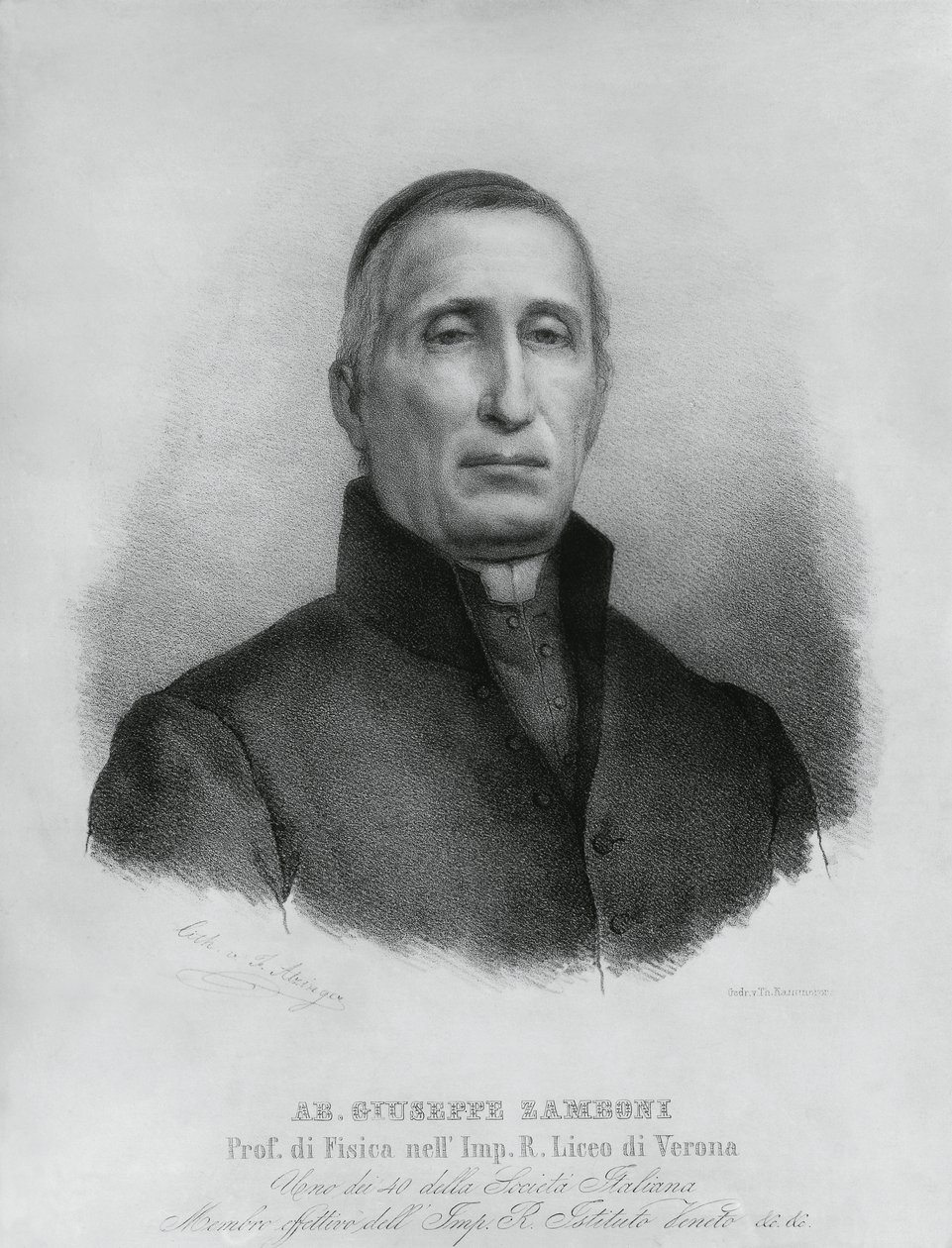 Portret Giuseppe Zamboniego (1776-1846), włoskiego księdza katolickiego i fizyka autorstwa John Ward Dunsmore