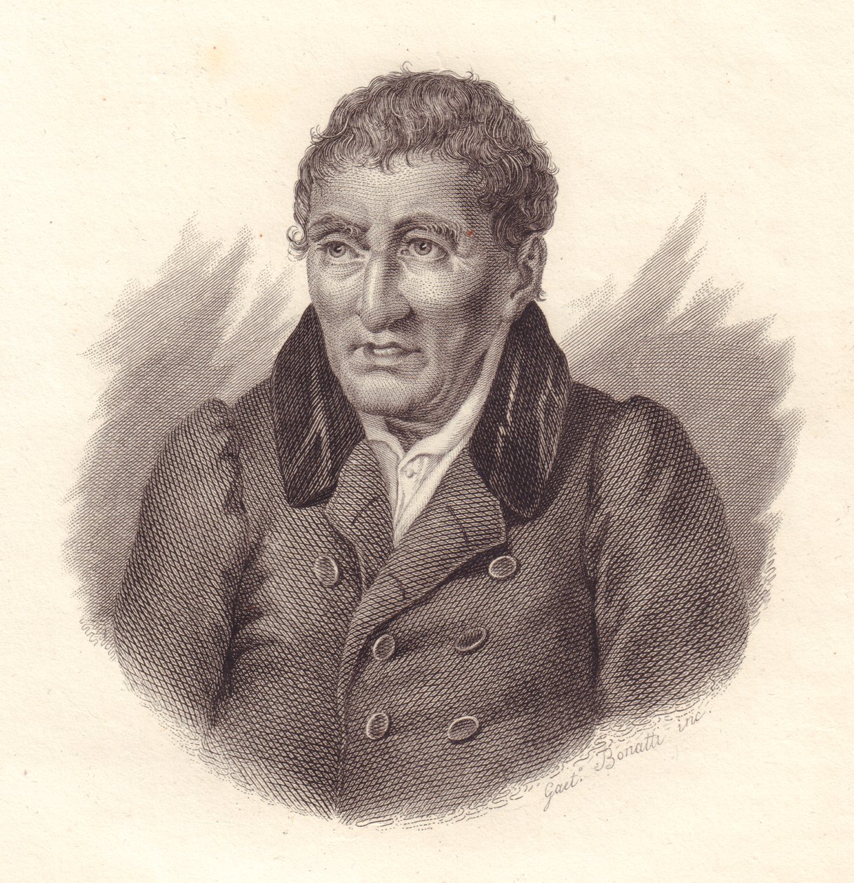 Portret włoskiego poety Jacopo Vittorelli (1749-1835), miedzioryt Bonatti autorstwa John Ward Dunsmore