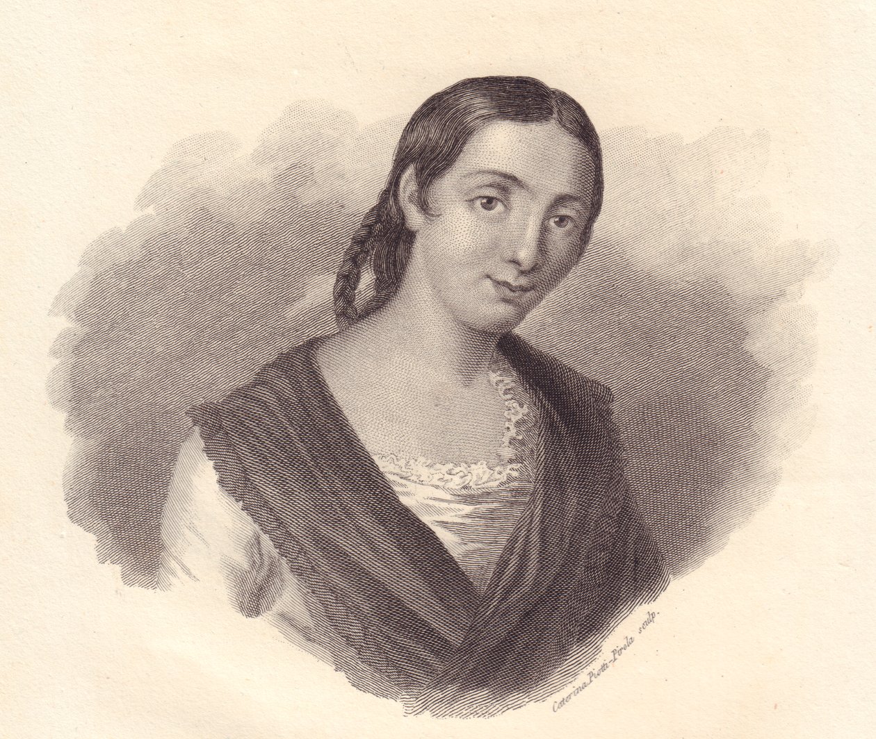 Portret włoskiej pisarki Giustiny Renier Michiel (1755-1832), miedzioryt autorstwa John Ward Dunsmore