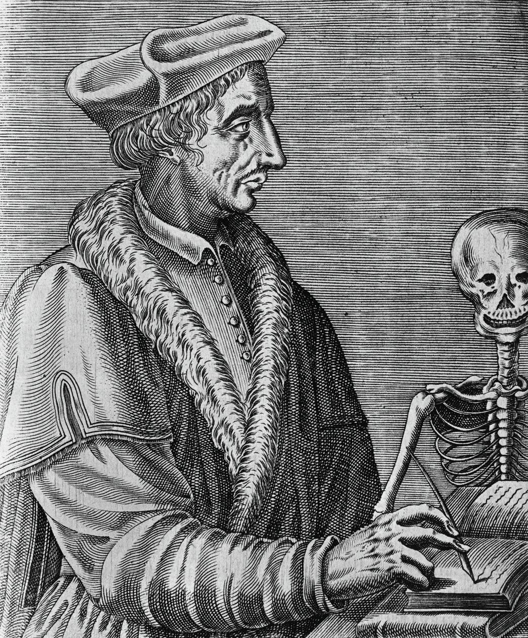 Portret Jean Francois Fernel (1497-1558), francuskiego lekarza, astronoma i matematyka, rycina Nicolas II de Larmessin (ok. 1638-1694) autorstwa John Ward Dunsmore