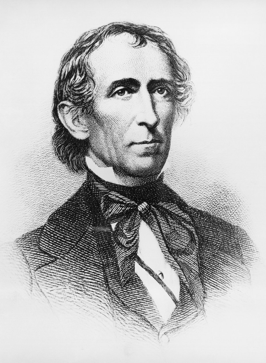Portret Johna Tylera (1790-1862), amerykańskiego prawnika i polityka, który pełnił funkcję 10. prezydenta Stanów Zjednoczonych w latach 1841-1845, grawerowanie po dagerotypie autorstwa John Ward Dunsmore