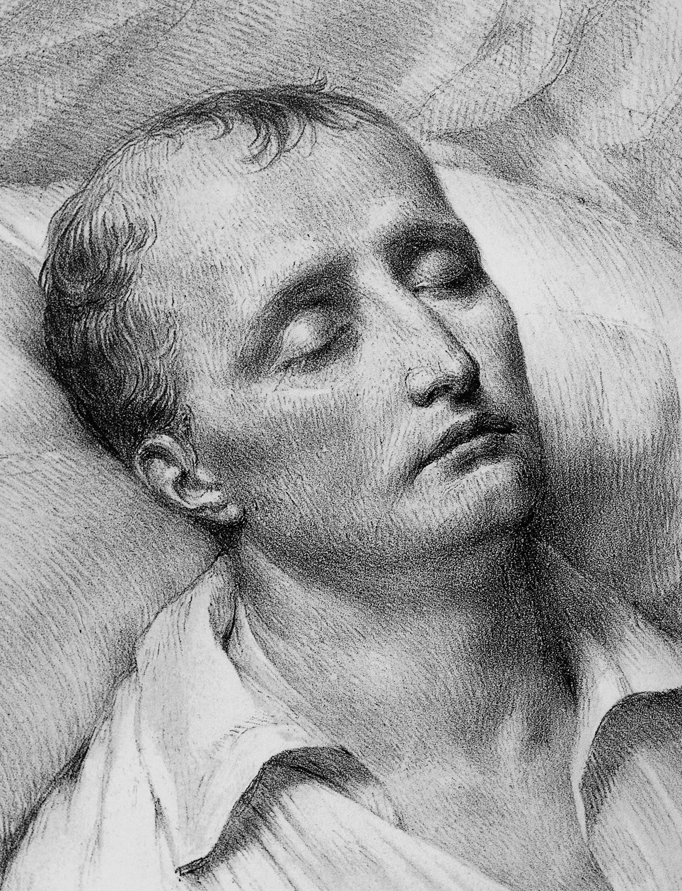 Portret Napoleona Bonaparte (1769-1821) na łożu śmierci, litografia autorstwa John Ward Dunsmore