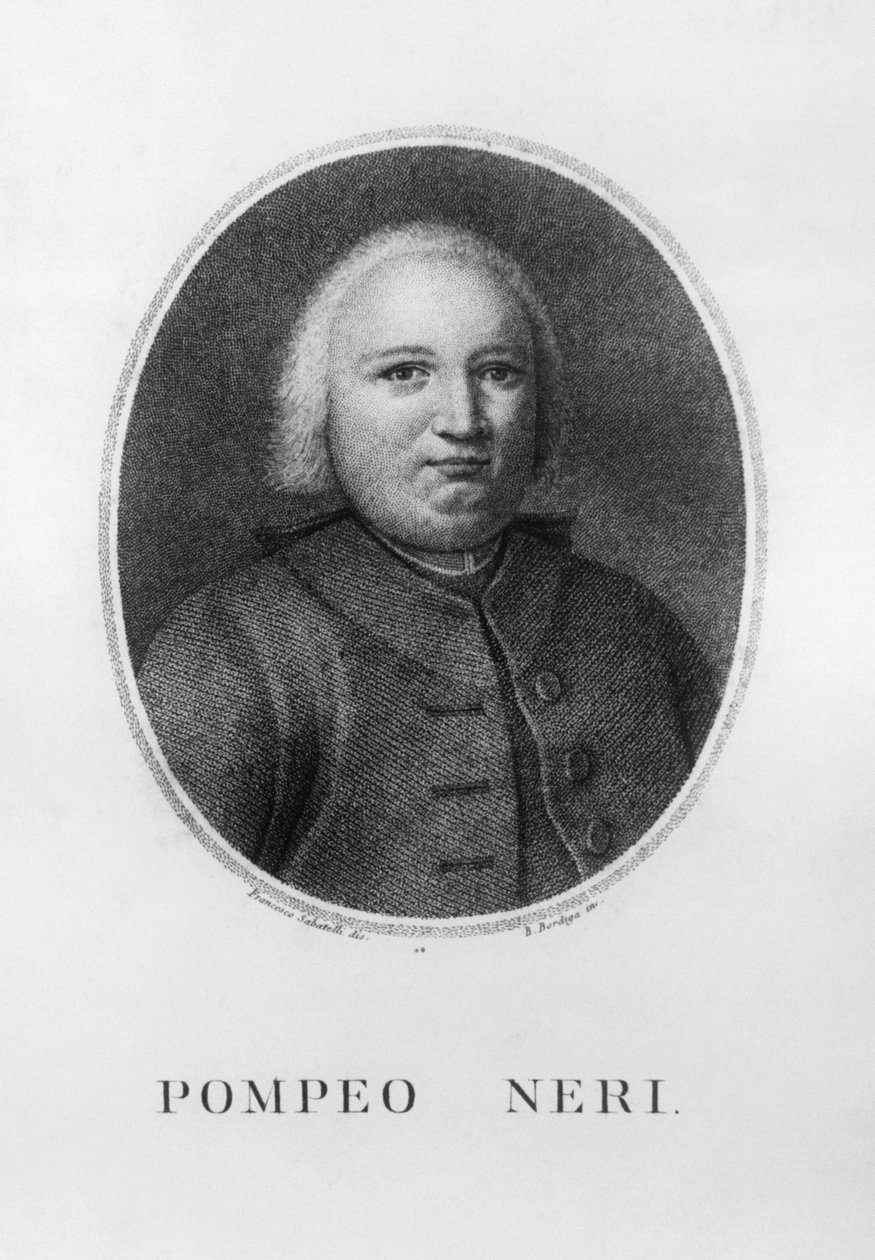 Portret Pompeo Neri (1706-1776), włoskiego prawnika i polityka, akwaforta Benedetto Bordiga (1768-1847) wg rysunku Francesco Sabatelli (1803-1829) autorstwa John Ward Dunsmore