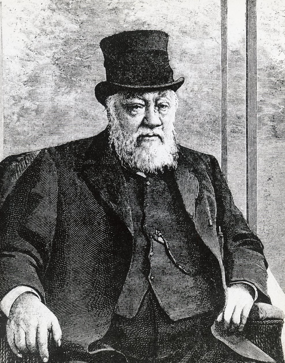 Portret Stephanusa Johannesa Paulusa Krugera (1825-1904), prezydenta Republiki Południowej Afryki (lub Transwalu), prowadził wojnę burską przeciwko Anglikom, grawerowanie autorstwa John Ward Dunsmore