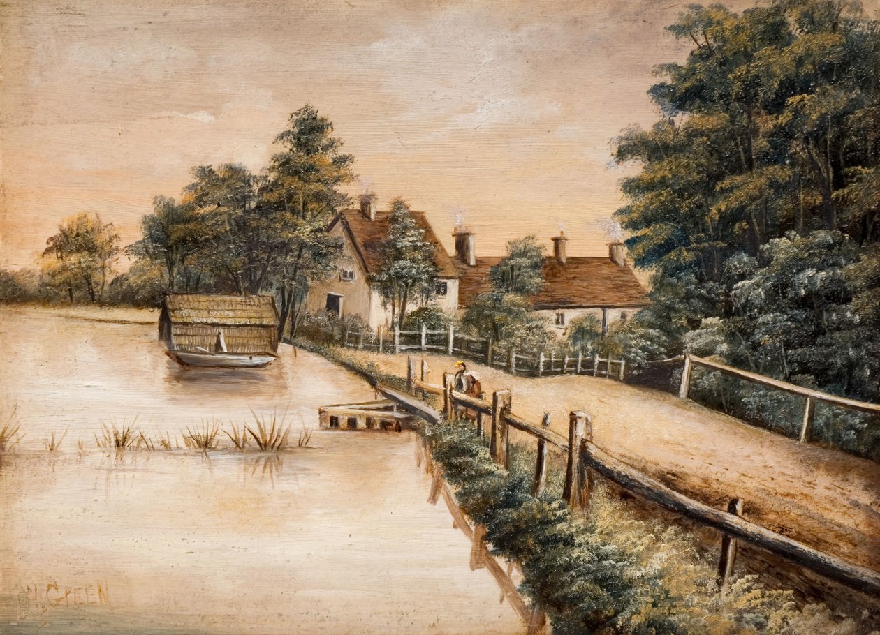 Basen Longmoor, Sutton Park, XIX wiek. autorstwa W. Green