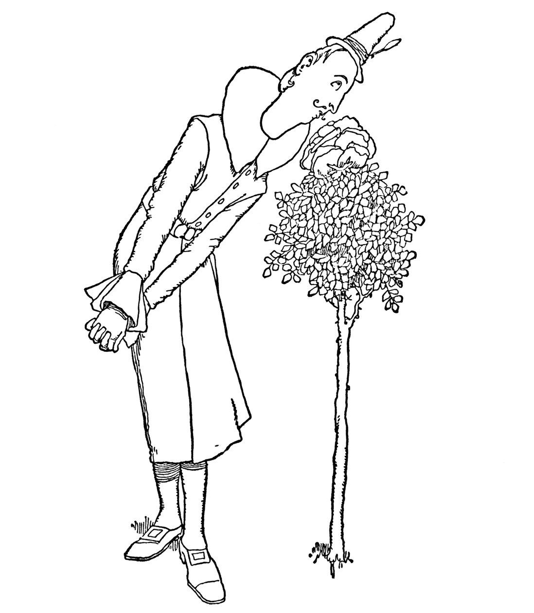 Wszystkie troski i smutki zostały zapomniane przez tego, który wdychał jego zapach, ok. 1930 r autorstwa William Heath Robinson