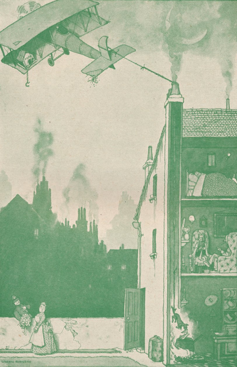 Opuszczony młody pilot przywłaszczający komuś innemu racje żywnościowe, ok. 1918 r. 1919 r autorstwa William Heath Robinson