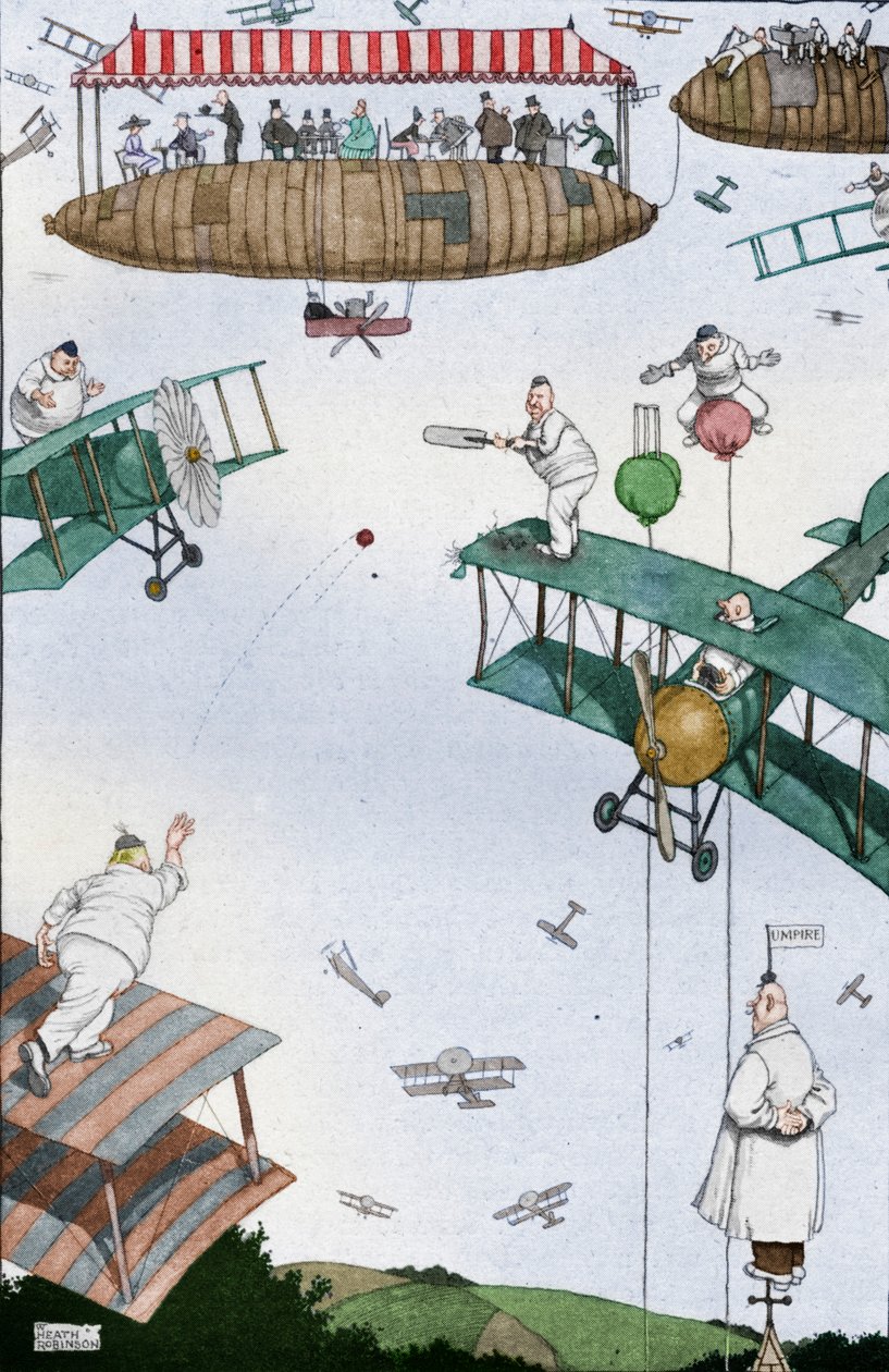 Powietrzny mecz krykieta przyszłości, c1918 1919 autorstwa William Heath Robinson