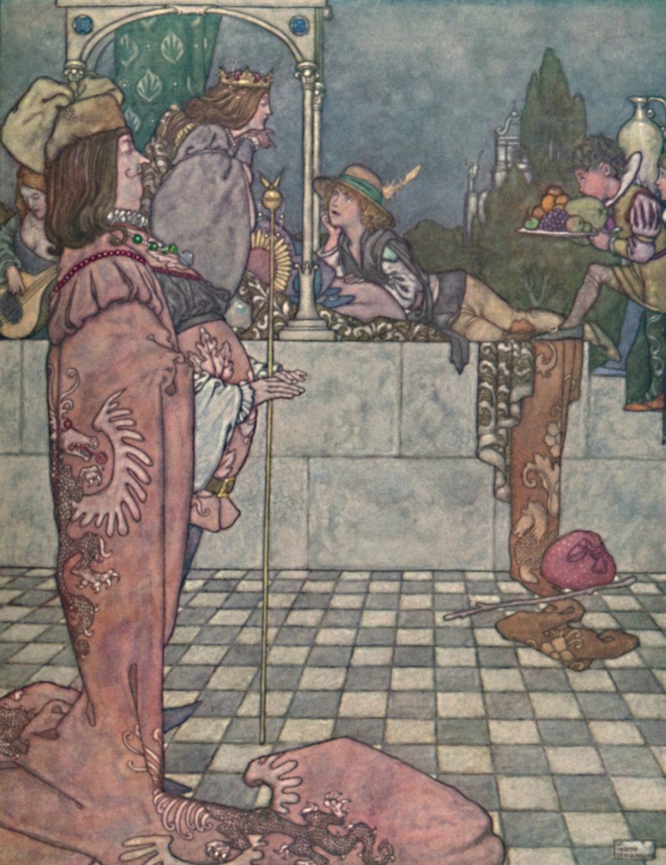 Powiedział, że nie przyszedł, by ją uwieść, ok. 1930 r. autorstwa William Heath Robinson