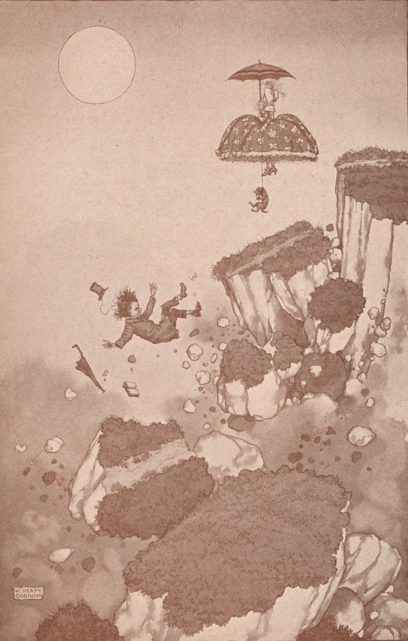 Jak wynalazca samolotu po raz pierwszy wpadł na pomysł podczas osuwiska, c1918 1919 autorstwa William Heath Robinson