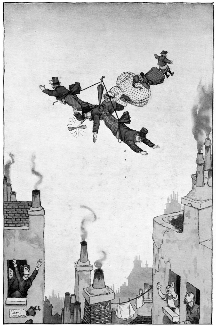 Humory latania, ok. 1920 autorstwa William Heath Robinson