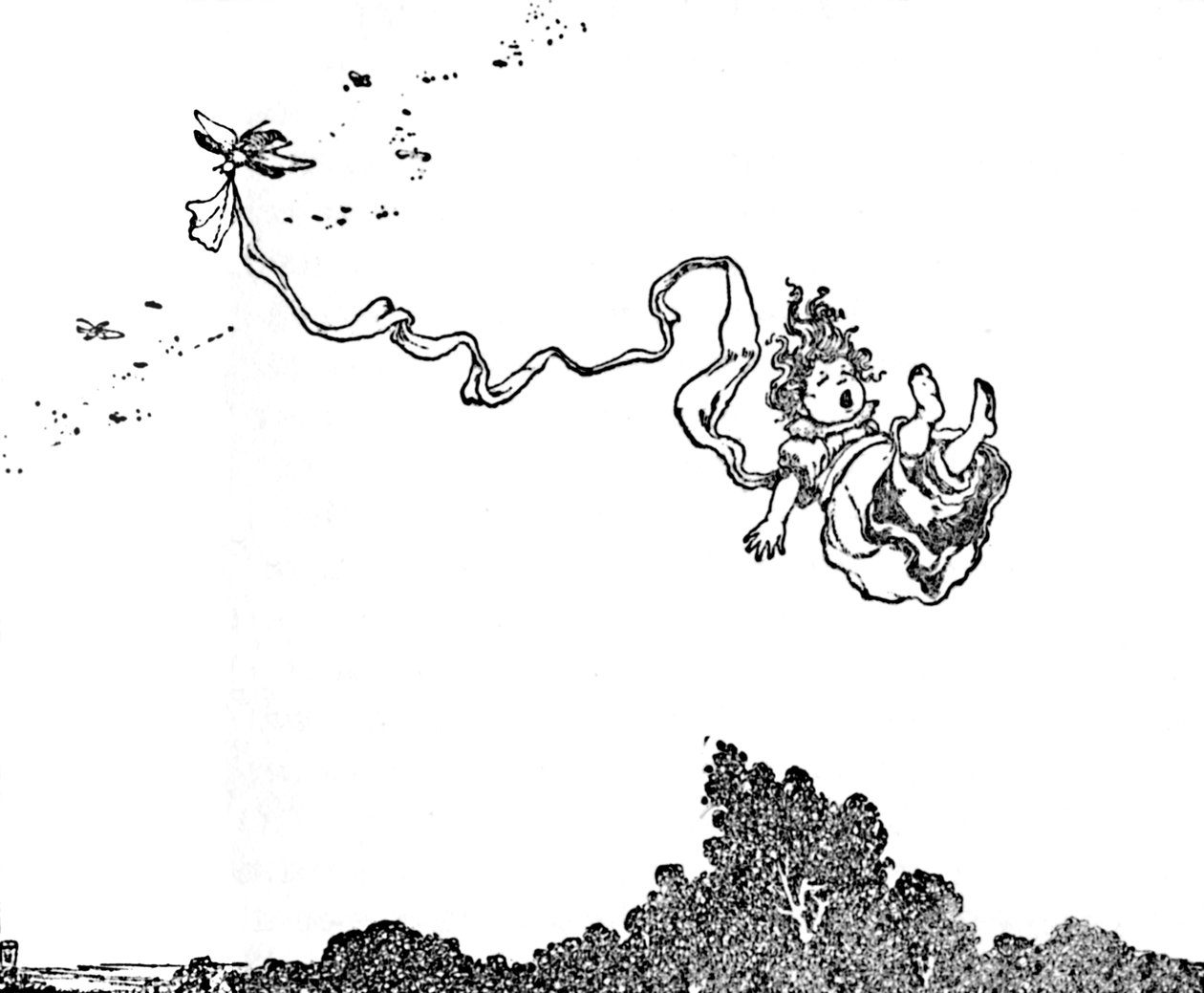 Och, przerażony był biedny Tommelise!, ok. 1930 autorstwa William Heath Robinson