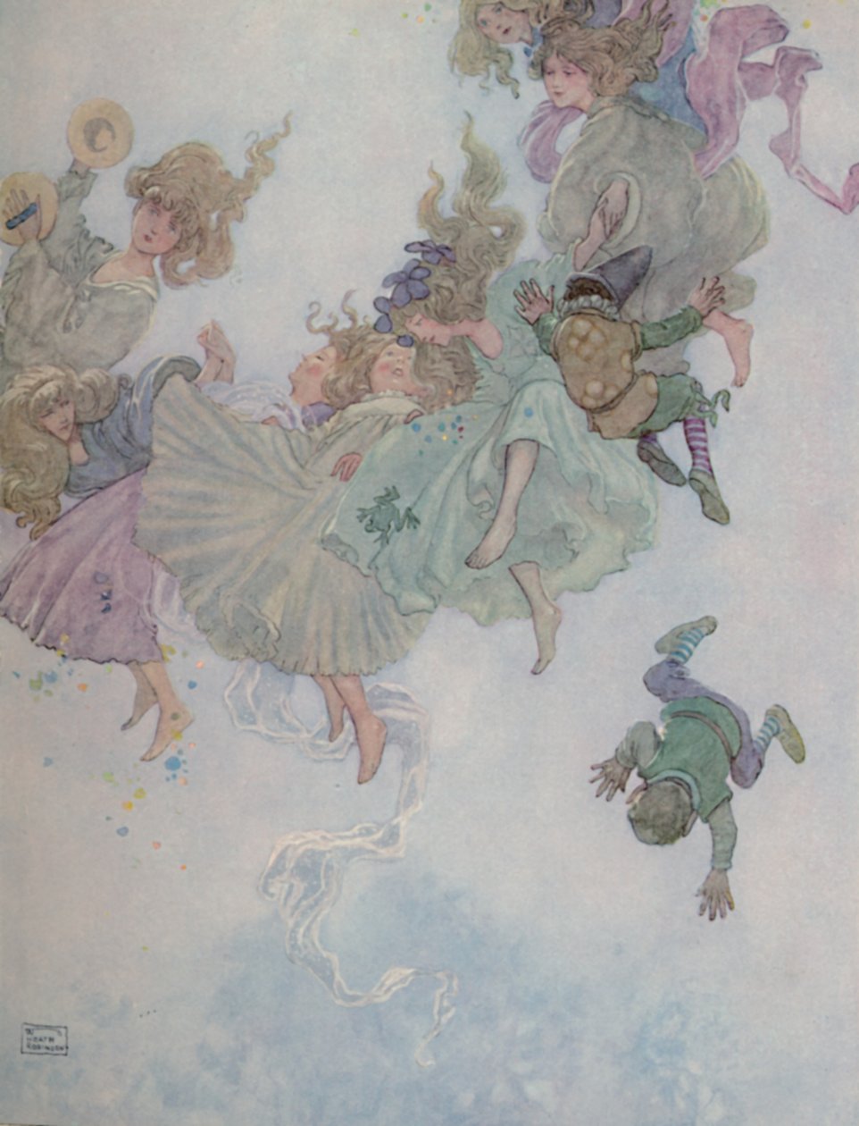 W kółko i w kółko szli, tak wirując i kręcąc się, ok. 1930 r. autorstwa William Heath Robinson