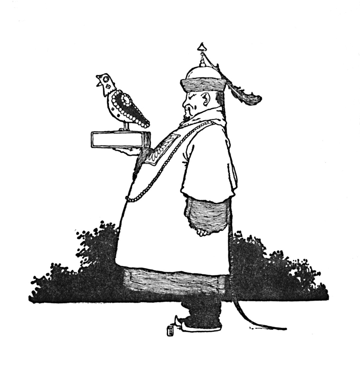Główny cesarski słowik, ok. 1930 r autorstwa William Heath Robinson
