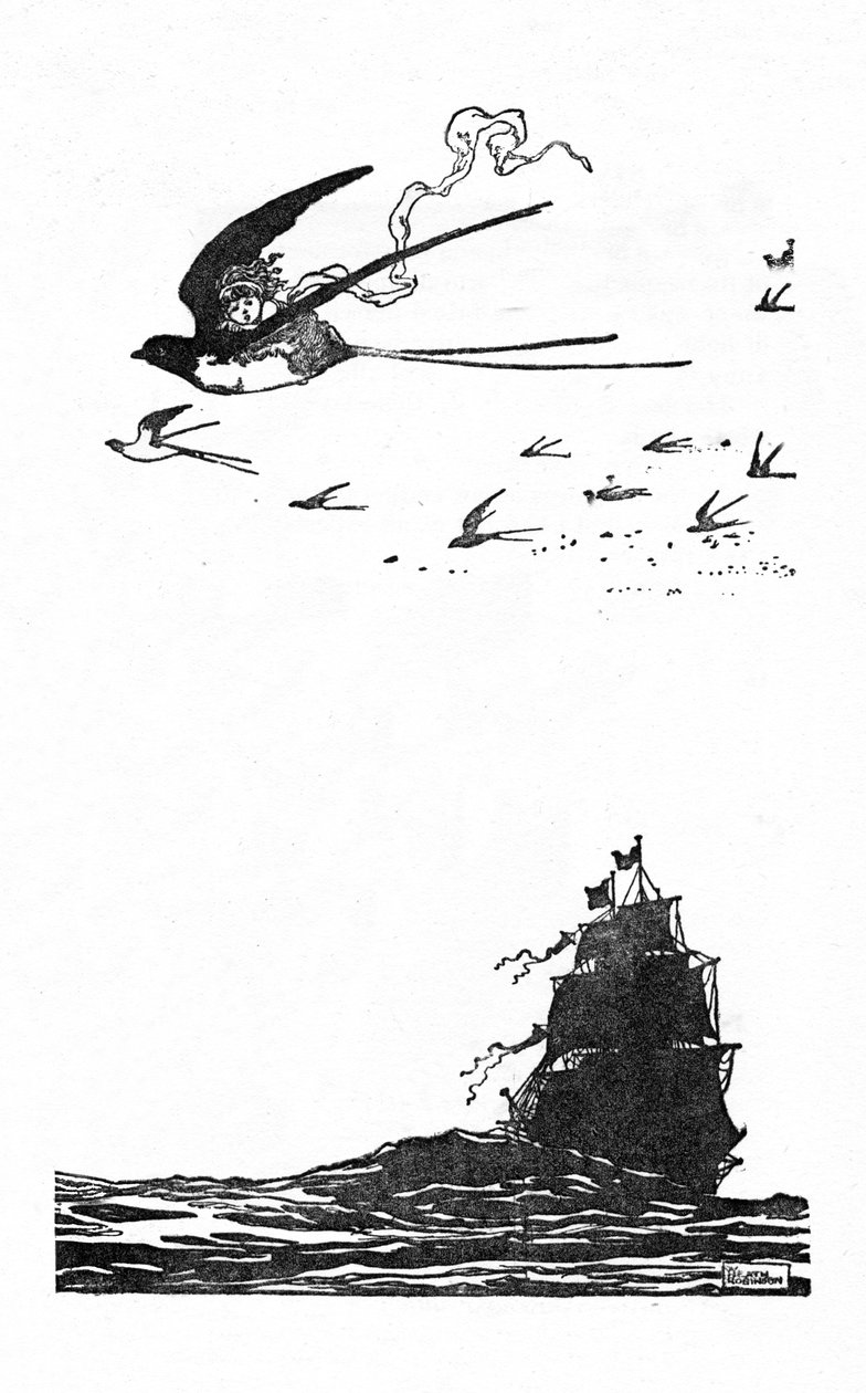 Jaskółka wzniosła się wysoko w powietrze, ok. 1930 r autorstwa William Heath Robinson