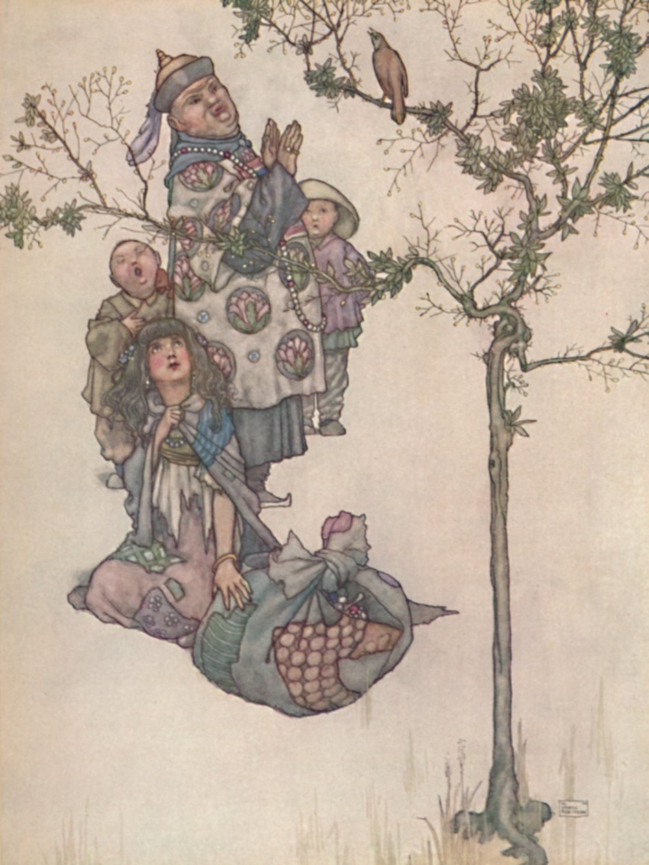 Potem zaczął śpiewać słowik, ok. 1930 r autorstwa William Heath Robinson