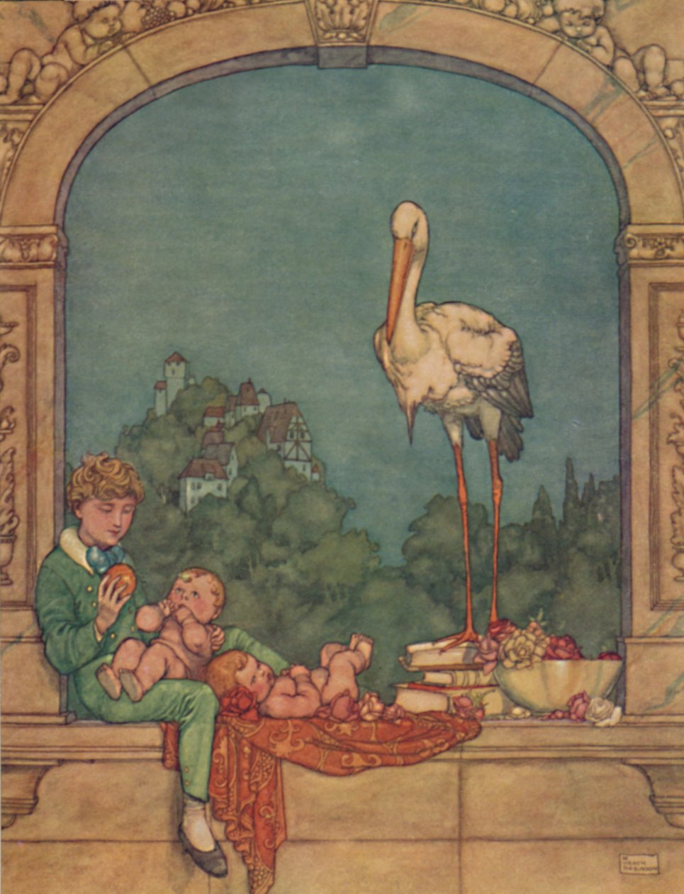 Przyniesiemy mu dwoje maluchów, brata i siostrę, ok. 1930 r autorstwa William Heath Robinson