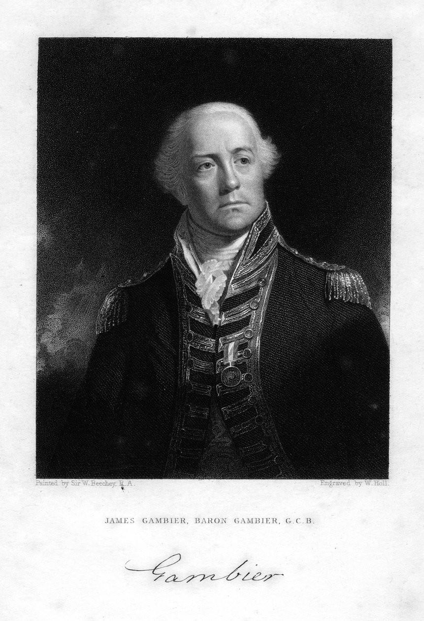 Admirał James Gambier 1756-1833, 1. baron Gambier, 1837. autorstwa W. Holl