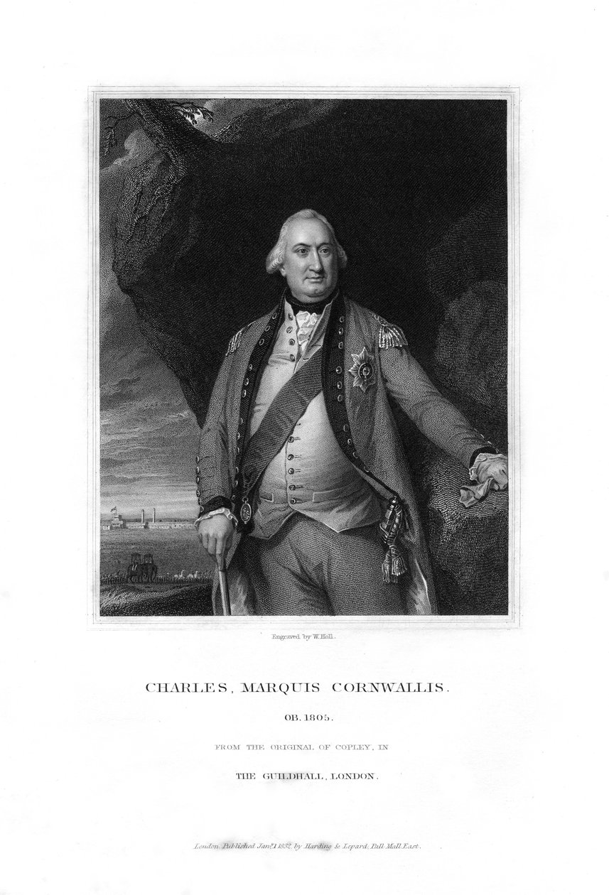 Charles Cornwallis, 1. markiz Cornwallis, angielski dowódca wojskowy, 1832. autorstwa W. Holl