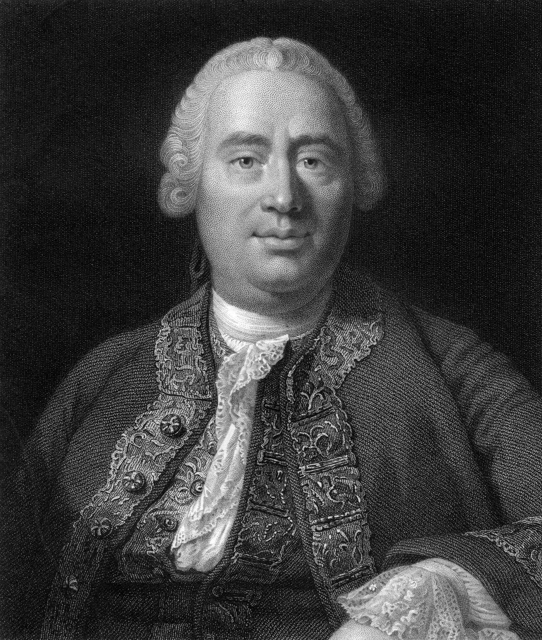 David Hume, XVIII-wieczny szkocki filozof, ekonomista i historyk, 1845 autorstwa W. Holl
