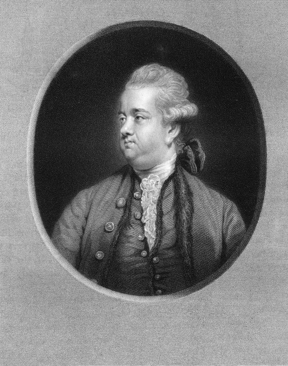 Edward Gibbon, XVIII-wieczny historyk brytyjski, 1836. autorstwa W. Holl