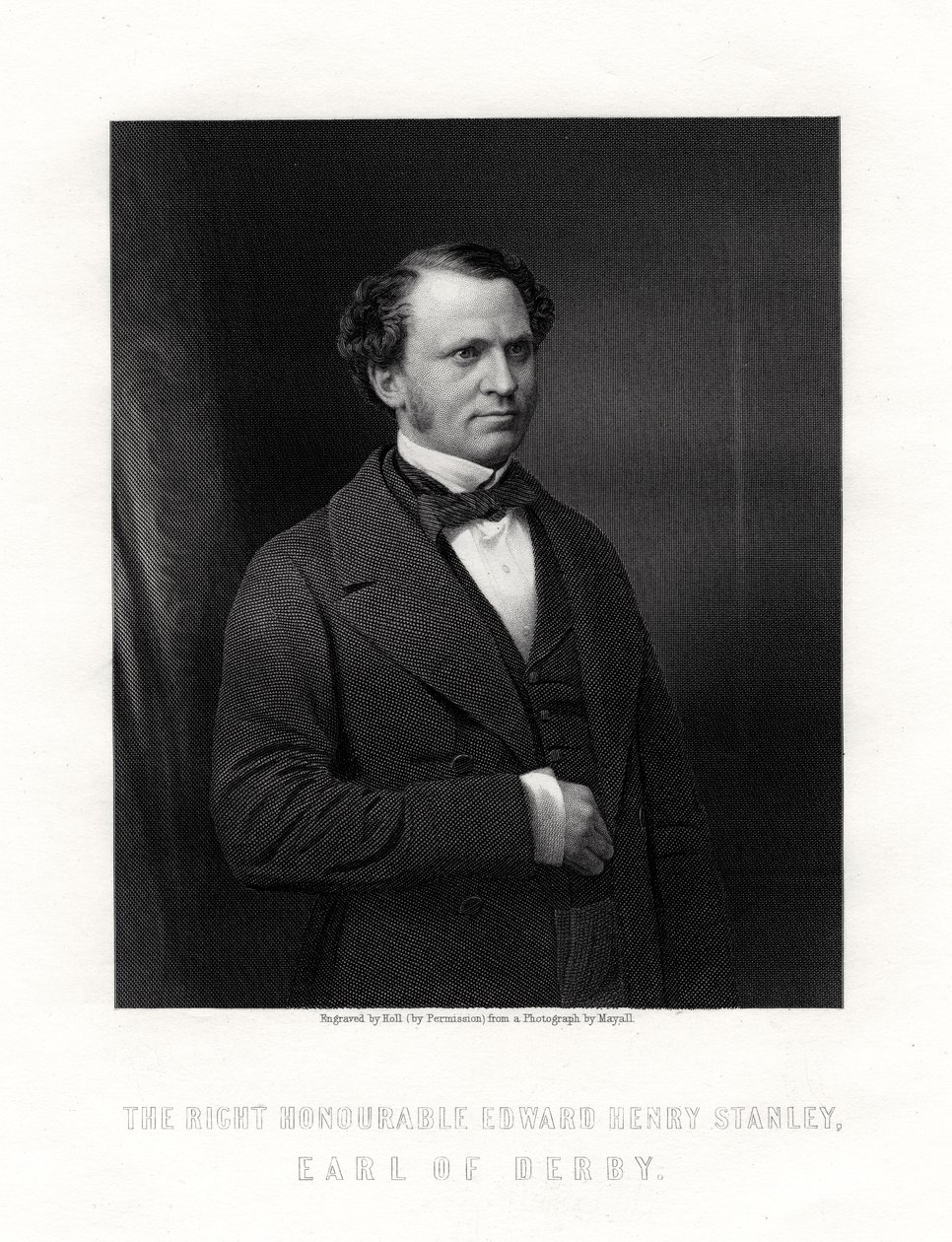 Edward Henry Stanley, 15 hrabia Derby, brytyjski mąż stanu, połowa końca XIX wieku. autorstwa W. Holl