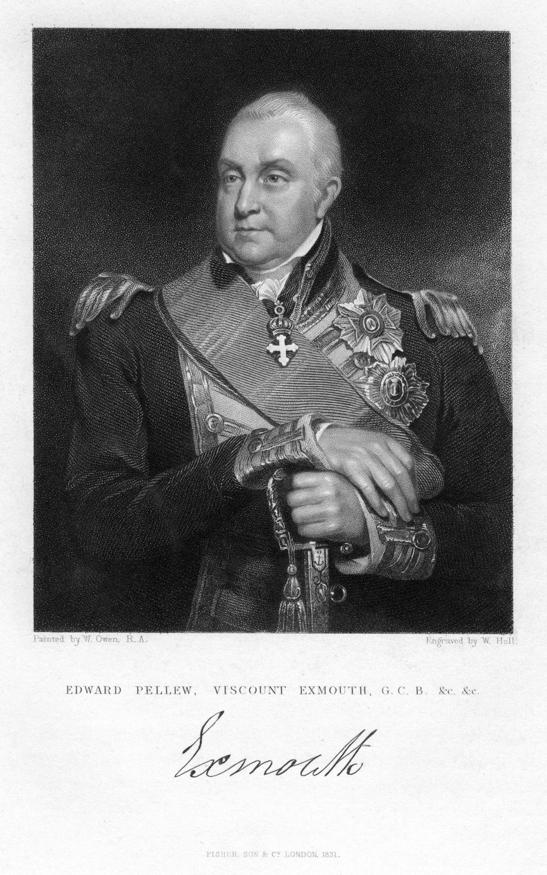 Edward Pellew, 1. wicehrabia Exmouth, brytyjski oficer marynarki, 1831. autorstwa W. Holl