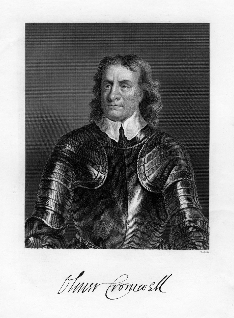 Oliver Cromwell, angielski żołnierz i mąż stanu, XIX w. autorstwa W. Holl
