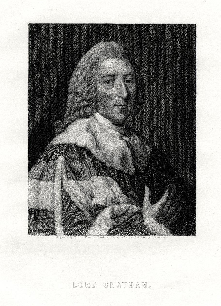 William Pitt, 1. hrabia Chatham, brytyjski mąż stanu wigów, XIX wiek. autorstwa W. Holl
