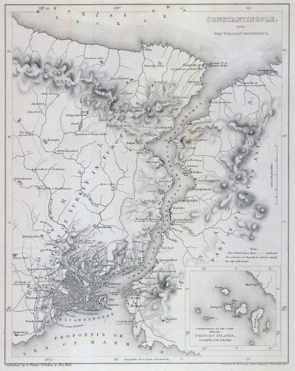 Konstantynopol i Bosfor, ok. 1850 autorstwa W Hughes