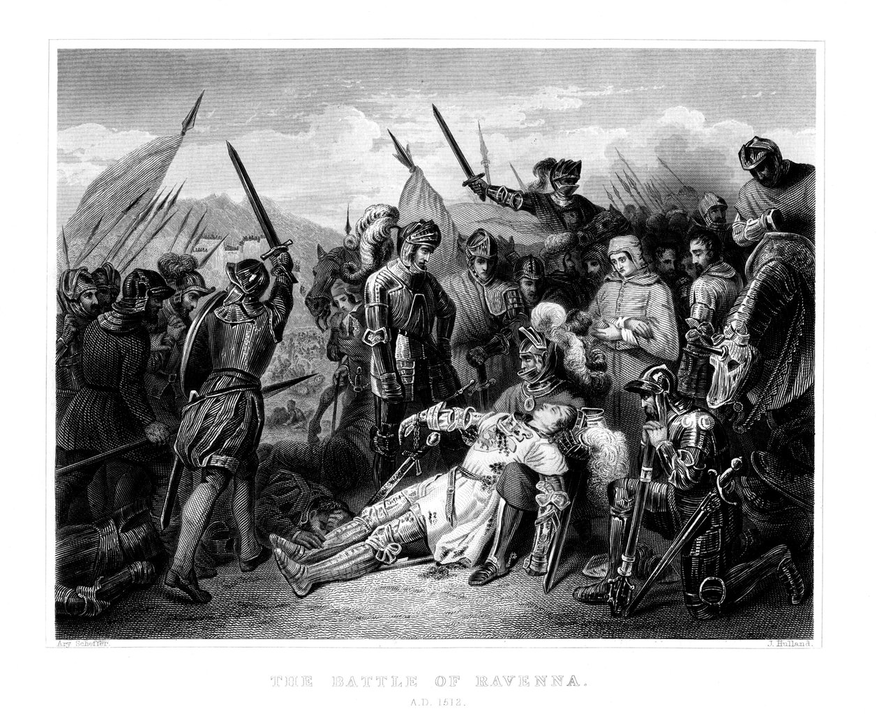 Bitwa pod Rawenną, 11 kwietnia 1512, 1875 autorstwa W. Hulland