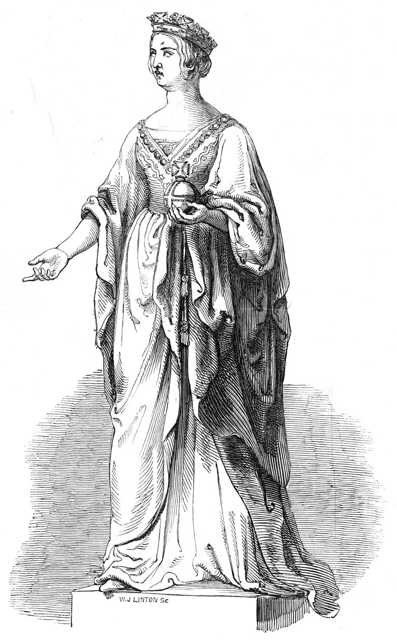 Marmurowy posąg Jej Królewskiej Mości w Królewskiej Giełdzie, 1845. autorstwa W. J. Linton