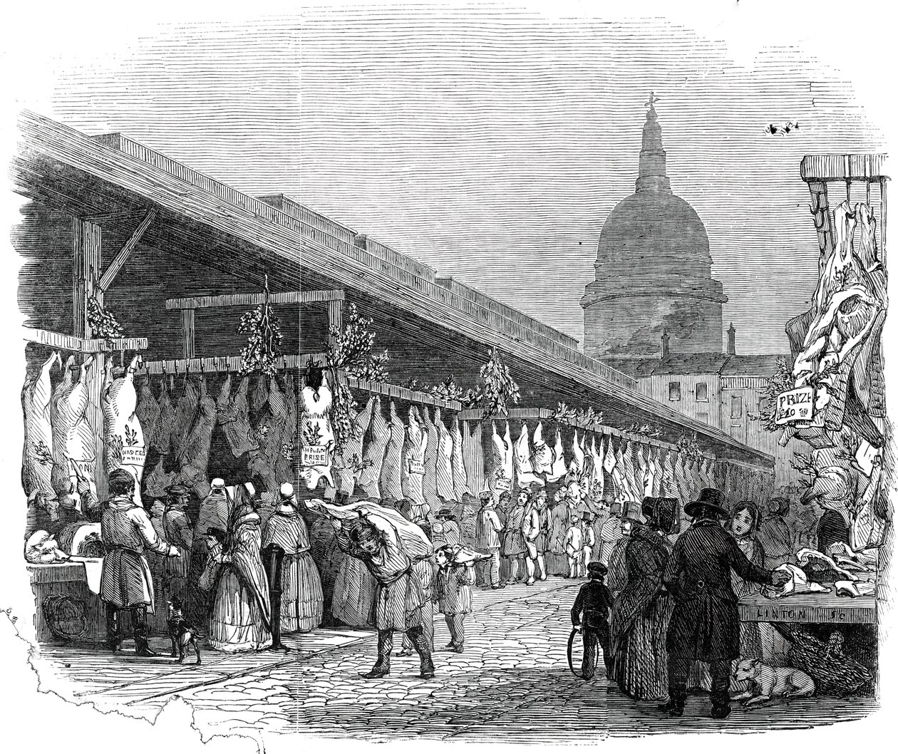 Newgate Market, w Wigilię 1845. autorstwa W. J. Linton