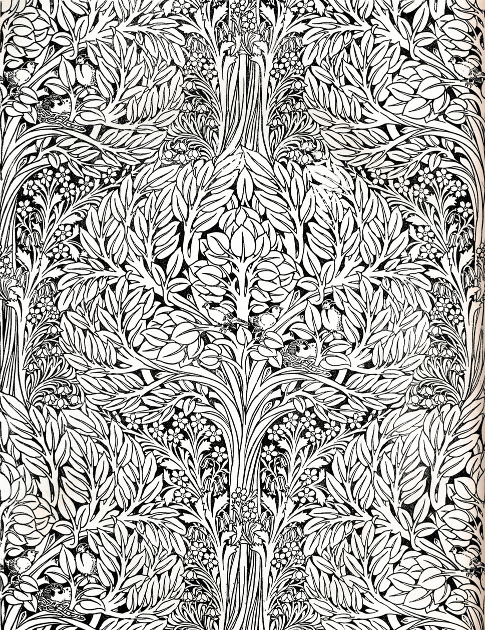„Tapeta, drukowana w kolorze temperowym. Zaprojektowany przez H. Wilsona, 1893 autorstwa W Jackson