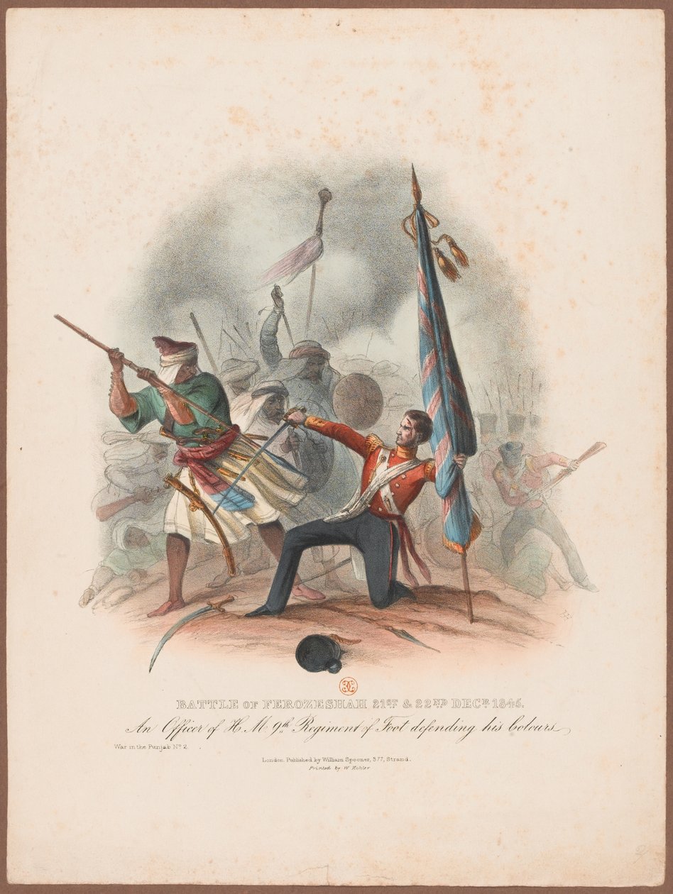 ?Bitwa pod Ferozeshah 21 i 22 grudnia 1845. Oficer HM 9 Pułku w obronie swoich barw? autorstwa W. Kohler