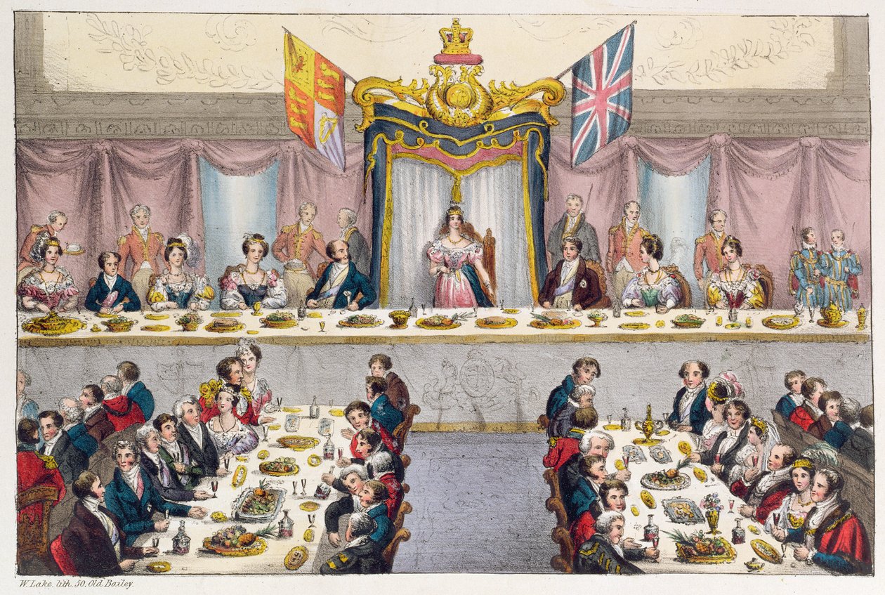 Królowa Wiktoria (1819-1901) Picie zdrowia obywateli Londynu na bankiecie Guildhall, 1837 autorstwa W. Lake