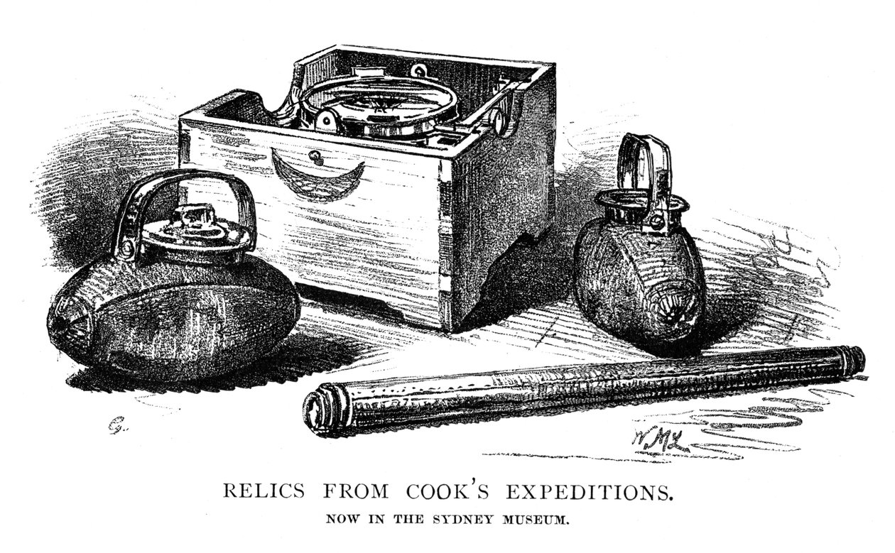 Relikty z wypraw Cooks, 1886. autorstwa W. Macleod