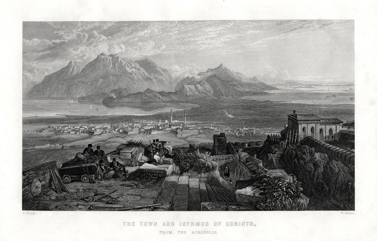 Miasto i przesmyk Koryntu z Akropolu, Grecja, 1887 autorstwa W. Miller