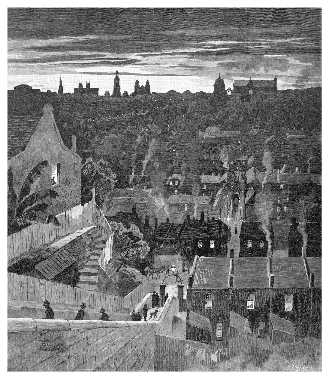 Spojrzenie na Sydney z Darlinghurst, Nowa Południowa Walia, Australia, 1886. autorstwa W. Mollier