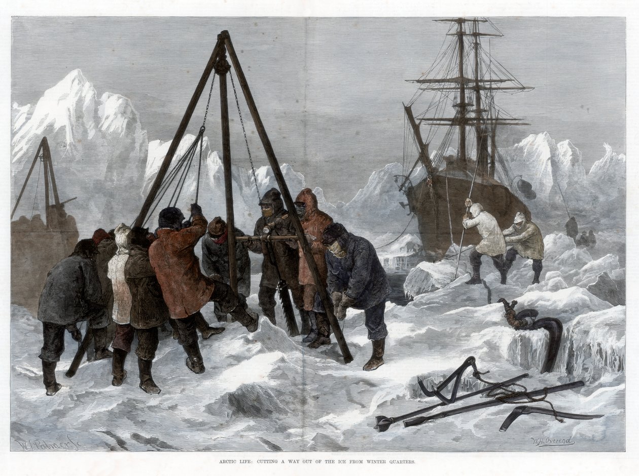 Arktyczne życie, wyrwanie się z lodu z kwater zimowych, 1875 r autorstwa W. Palmer