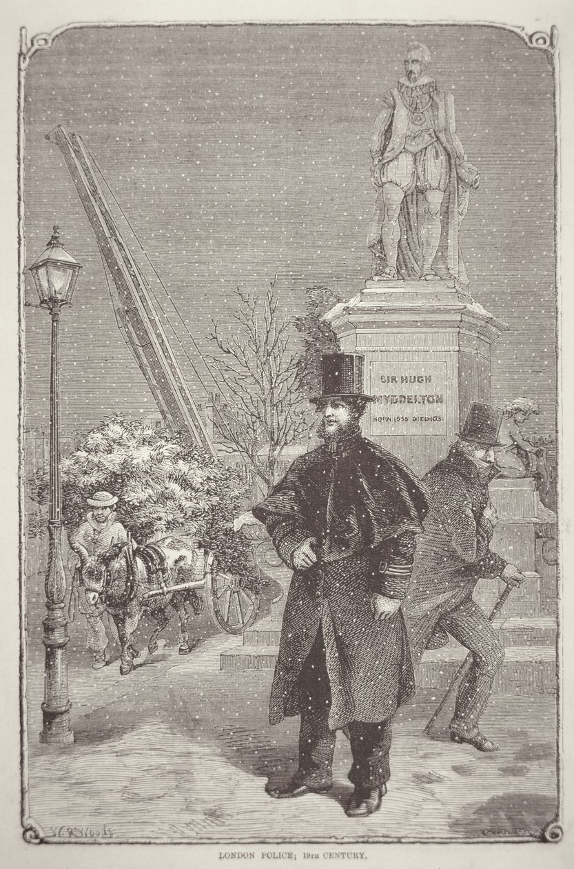 Londyński policjant z lat 50. XIX wieku (grafika) autorstwa W. R. (after) Woods