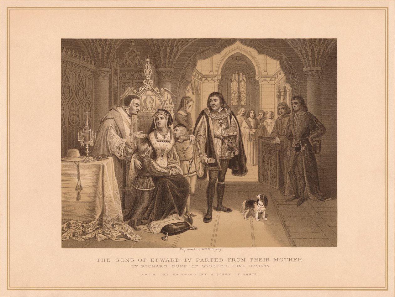 „Syn Edwarda IV rozstał się z matką, Richard Duke of Gloucester, 16 czerwca 1483”, autorstwa W Ridgway