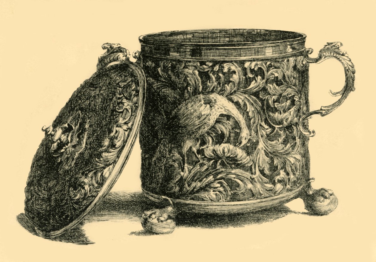 Srebrny pozłacany kubek i pokrywka, 1669-1670, 1881. autorstwa W T Roberts